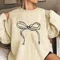 thumbnail image 1 of Tops for Women under $10 Long Sleeve Round Neck Bow Tie Printing Loose Sweatshirts Beige S, 1 of 4