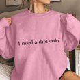 thumbnail image 1 of Tops for Women under $10 Long Sleeve Round Neck Printing Loose Hoodless Sweatshirts Pink S, 1 of 4