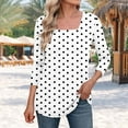thumbnail image 1 of Tops for Women under $5 3/4 Sleeve Square Neck Casual Printed Top White M, 1 of 5