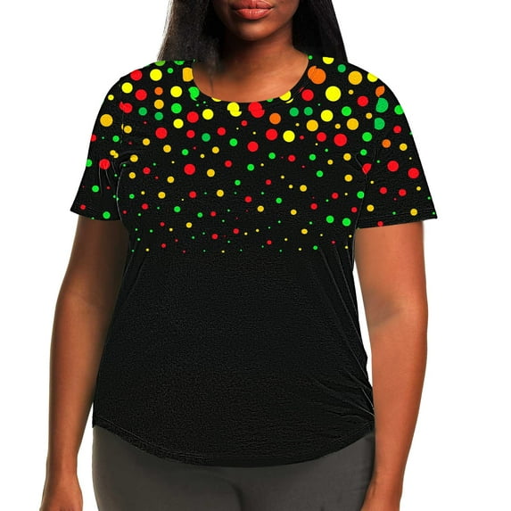 Tops for Women under $5 Short Sleeve Round Neck Casual Printing Shirts Loose Plus Size Tee Tunic Blouse Multicolor