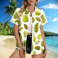 thumbnail image 1 of Tops for Women under $5 Short Sleeved Hawaiian Printed Button Up Turndown Collar Top Yellow M, 1 of 5
