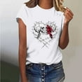 thumbnail image 1 of Tops for Women under $5 Short Sleeved Printed Round Neck T-shirt 10-White S, 1 of 6