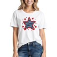 thumbnail image 1 of Tops for Women under $5 Short Sleeved Printed Round Neck T-shirt White S, 1 of 5