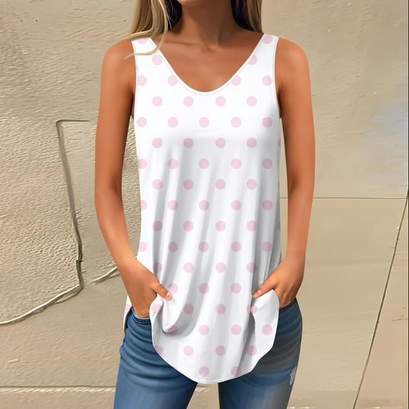 Tops for Women under $5 Sleeveless Print Tank Tops for Women Summer V Neck T Shirts Trendy Sleeveless Basic Tee Loose Fit 2025 Fashion Red XL