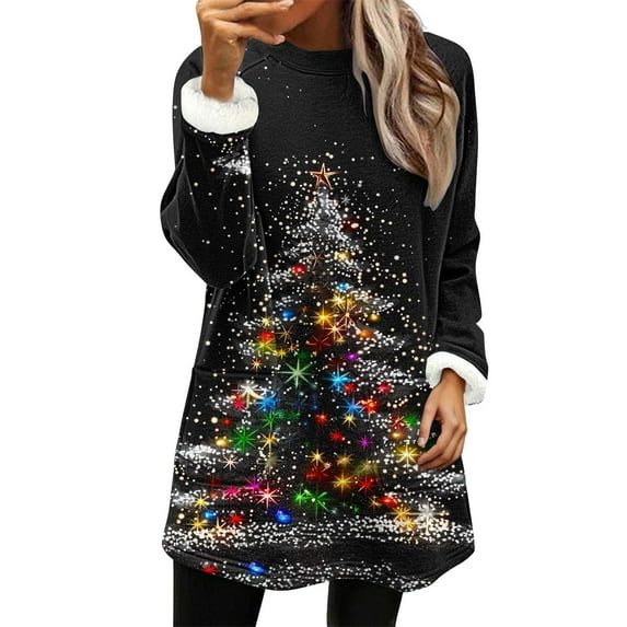 Tops for Womens Crewneck Long Sleeve Christmas Tops Casual Print Sweatshirts for Women Pullover