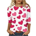 thumbnail image 1 of Tops for Womens Valentine's Day 3/4 Sleeve Tshirts Fashion Cute Heart Graphic Tee Shirts Outfits, 1 of 5