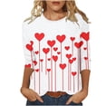 thumbnail image 1 of Tops for Womens Valentine's Day 3/4 Sleeve Tshirts Fashion Cute Heart Graphic Tee Shirts Outfits, 1 of 5