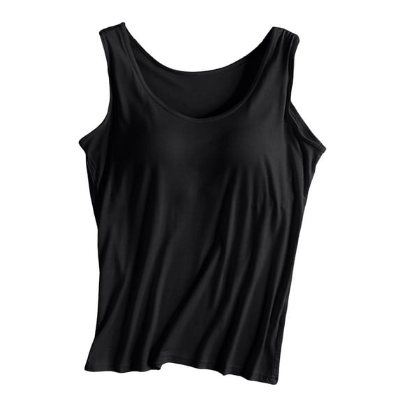 Tops with Built In Bra Sleeveless Comfortable Fashion Tank Top Adjustable Spaghetti Strap Basic Basic Undershirt