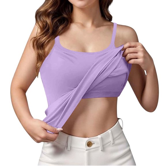 Tops with Built in Bras for Women Sports Cute Cami Workout Camisoles Spaghetti Strap Under Clothes