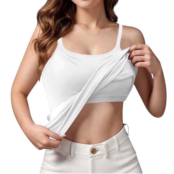 Tops with Built in Bras for Women Sports Cute Cami Workout Camisoles Spaghetti Strap Under Clothes