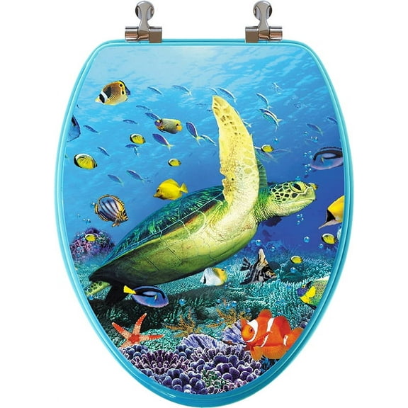 Topseat 3D Ocean Series Elongated Toilet Seat