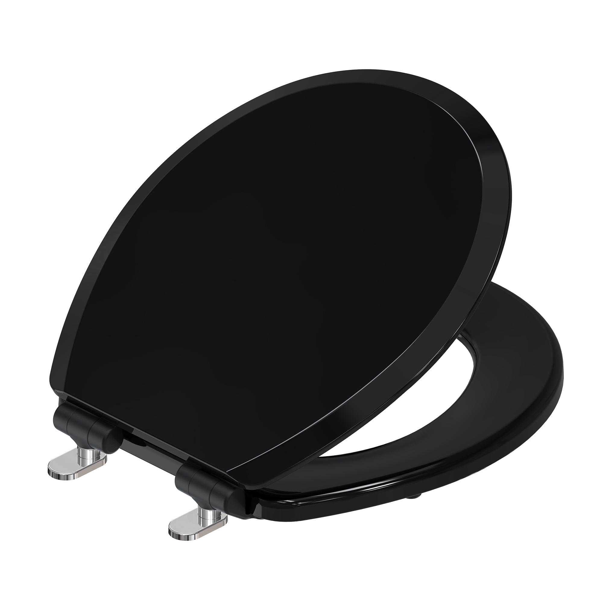 Topseat TSPRE999R Pro Elite Heavy-Duty Wood Toilet Seat Round, Black, Magnetic Quick-Release Easy-Clean and Change, HushMotion Soft Close, StainShield High-Gloss Finish, Arch-Tite Secure Fit