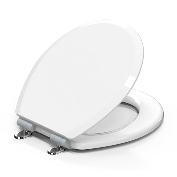 Topseat Pro Wood Toilet Seat Round, White, Magnetic Quick-Release Easy-Clean and Change, HushMotion Slow Close, StainShield High-Gloss Finish, Arch-Tite Never Loosens, Adjustable Fit, Secure Grip