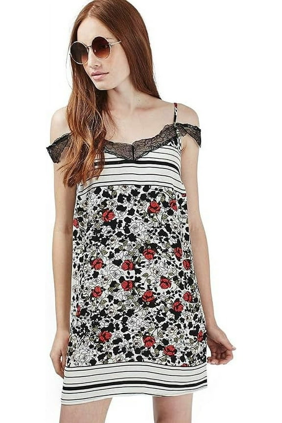 Floral Lace Cold Shoulder Slipdress, 8