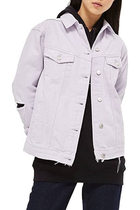 MOTO Lilac Elbow Rip Denim Jacket (US6)