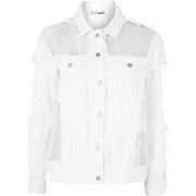 Topshop Organza Ripped Denim Jacket - White 6