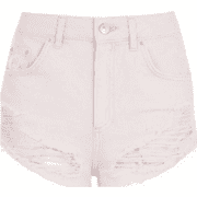 Topshop Ripped Mini Denim Shorts in Pink, Size US 2