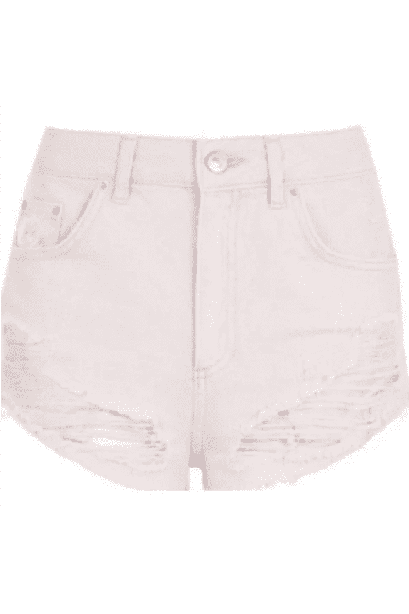 Ripped Mini Denim Shorts in Pink, Size US 2