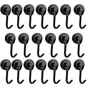 Topsmileusa Swivel Swing Magnetic Hooks, Magnetic Hooks, 30LB (20PACK) Strong Heavy Duty Neodymium Magnet Hooks Great for Grill, Refrigerator, Kitchen, Office-(G20mm-20p-black)