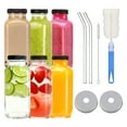 thumbnail image 1 of Topsome 16oz Glass Juice Bottles with Lids, 6 Pack Reusable Glass Juicing Bottles with 2 Straws & 2 Lids with Holes, Leak Proof Glass Cups Clear Glass Bottles for Juice, Smoothies, Milk, 1 of 8