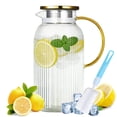 thumbnail image 1 of Topsome 2 Liter 68 oz Glass Pitcher with Lid, Classic Vertical Stripes Water Pitcher with Handle for Fridge, Glass Pitcher for Hot and Cold Beverages, Tea, Juice, Cold Brew Coffee, Milk, 1 of 8