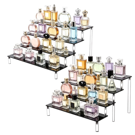 Topsome 4 Tier Perfume Stand Organizer 2 Pack, Acrylic Display Risers for Vanity Organizer Bedroom Bathroom Storage, Perfume Shelf for Decoration