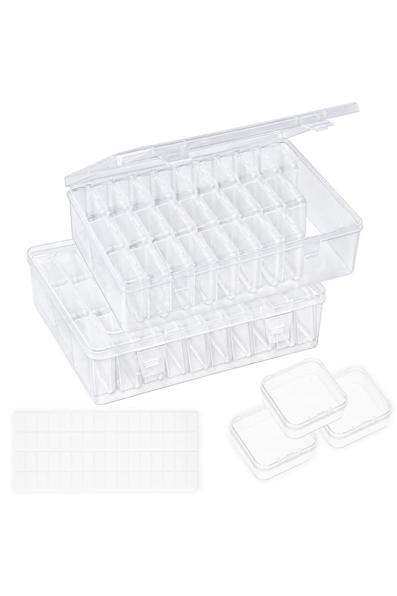 Bead Organizer Box, 60Pcs Small Plastic Bead Organizers and Storage with Hinged Lid and Labels, Mini Clear Bead Storage Containers for Jewelry Making, Diamond DIY, Craft Storage Organizer