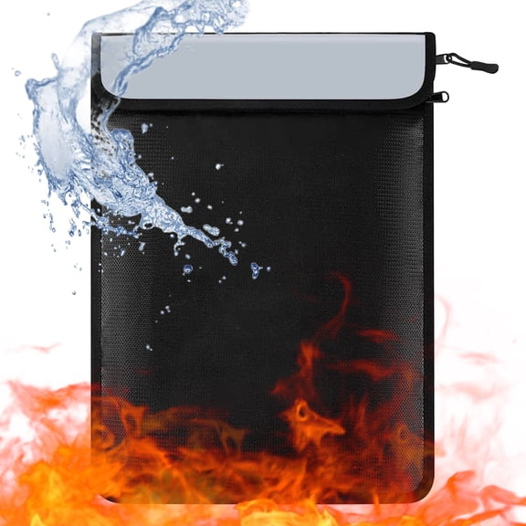 Topsome Fireproof Document Bag, 15 x 11 Inch Fireproof Waterproof Money Bag with 2 Pockets & Zipper for Cash Important Document Passport Valuables Legal Documents Safe Storage
