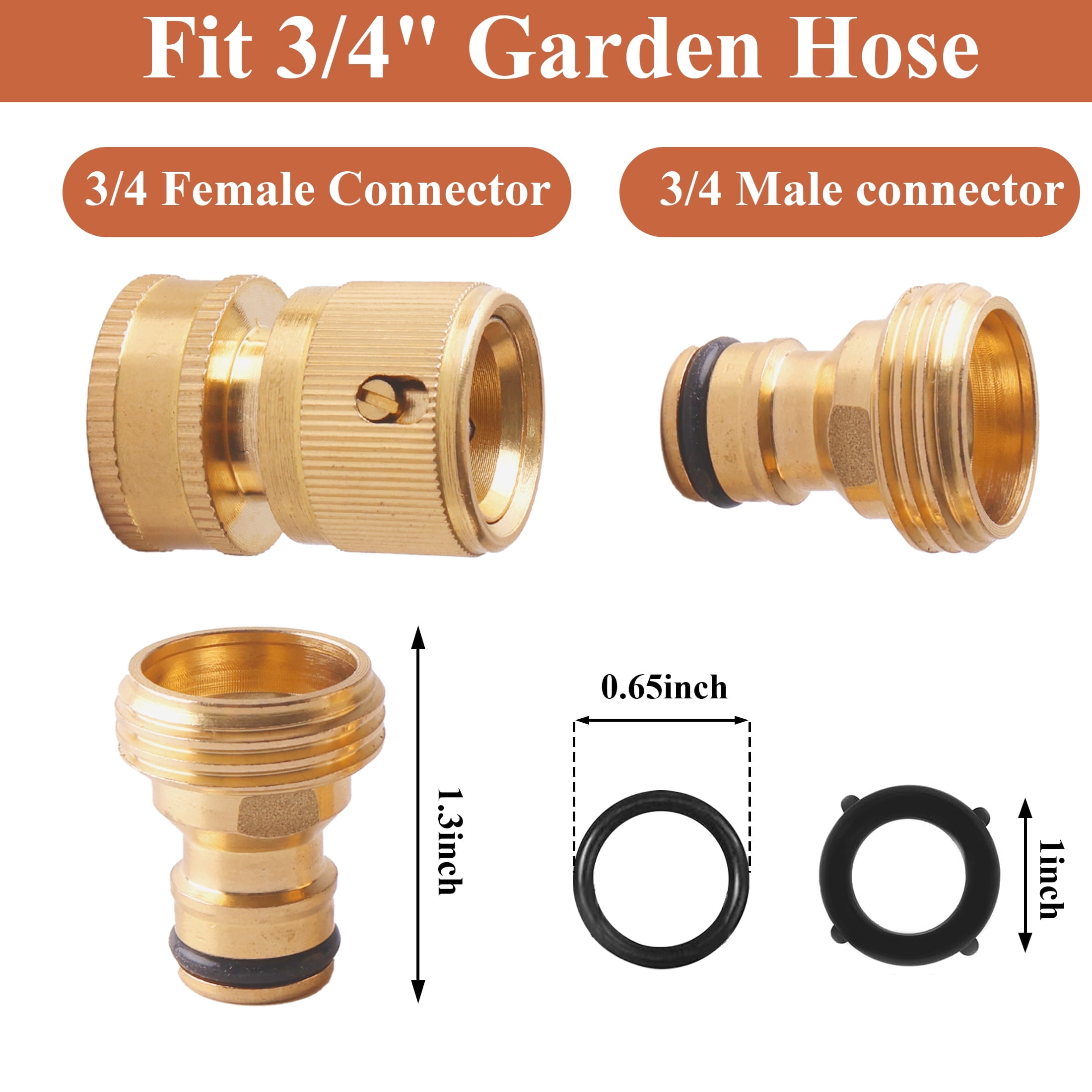 Topsome Garden Hose Quick Connector, No-Leak 3/4 Inch GHT Thread ...