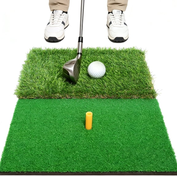 Topsome Golf Hitting Mat, Dual-Turf Golf Mats, Foldable Golf Practice Mat with 10mm EVA Backing, Portable Swing & Chipping Mat for Indoor and Outdoor Practice