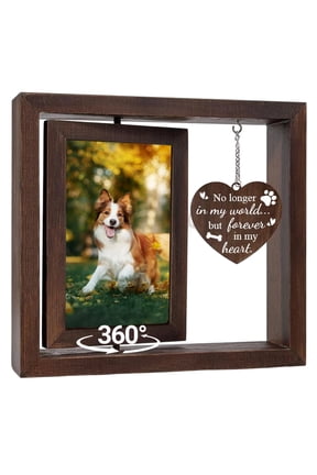 Pet Memorial Picture Frame, Dog Memorial Gifts for Loss of Dog Cat, 4x6 Rotating Wooden Photo Frame, Pet Loss Sympathy Bereavement Remembrance Keepsake Gift for Pet Lovers