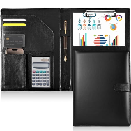 Topsome Portfolio Binder Organizer, Portfolio Folder with A4 Letter Size Clipboard Legal Resume Document Organizer, Business Card Holder Calculator Phone Storage