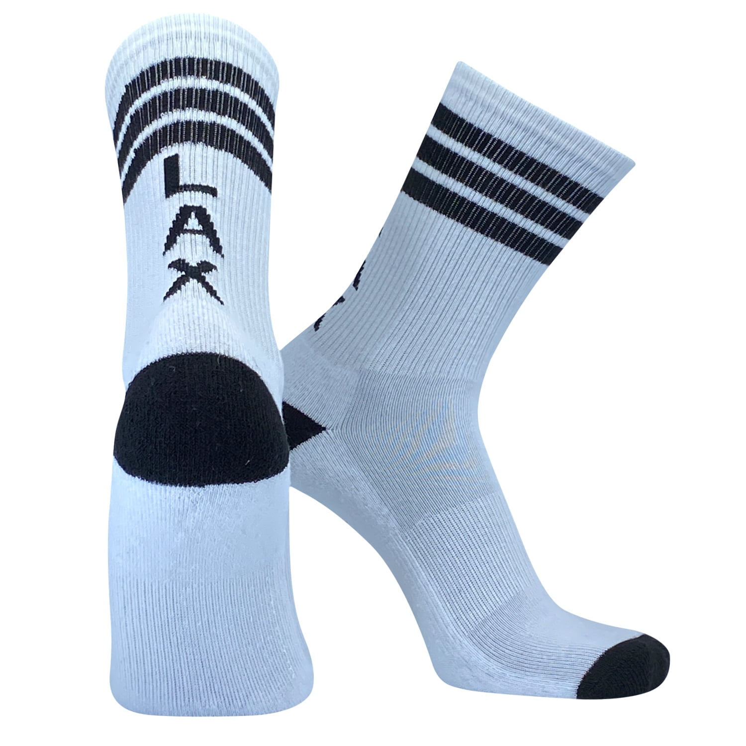 Topsox Lacrosse LAX Crew socks in White and Black (Medium (69