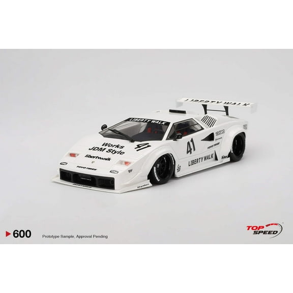 Top Speed TS0600 Lamborghini Countach LB-Works No.41 White 2024 Tokyo Auto Salon 1-18 Scale Model Car