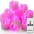 thumbnail image 1 of Topstone Remote Control Flameless Candles with Timer ,CR2450 Battery Powered Led Votive Candles,Electric Candles, Tea Lights Candles for Seasonal and Festival Decoration,Pink Light ,12 pcs, 1 of 7