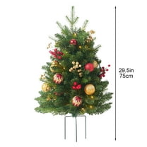 Christmas Urn Filler Set | 16" Prelit Planter Bushes with 30 Led Lights | Artificial Trees with Ornaments and Timer Function | Indoor Outdoor Decorations
