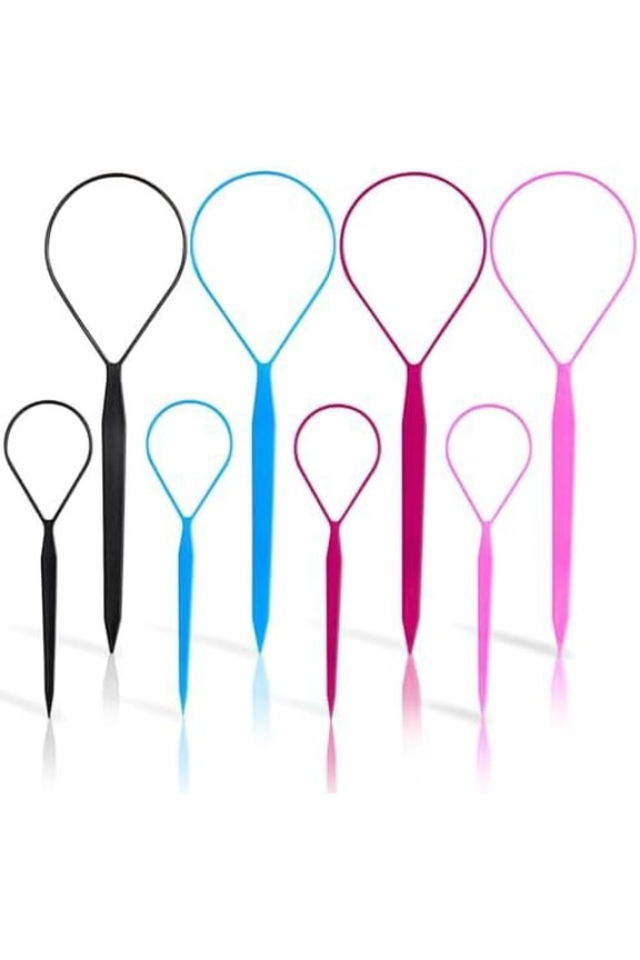 Topsy Tail Hair Tool Set, Ponytail Maker Loop Styling Tools, 2 Sizes, Multicolor, 8 count