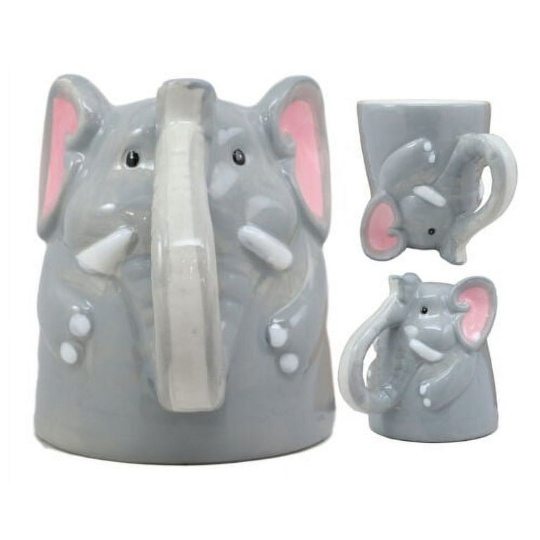 Ceramic Elephant Mug with a Side Tea Bag Holder, 13.5 Oz Cute Animal Shaped  Cup for a Hot Drink or a Home Décor.