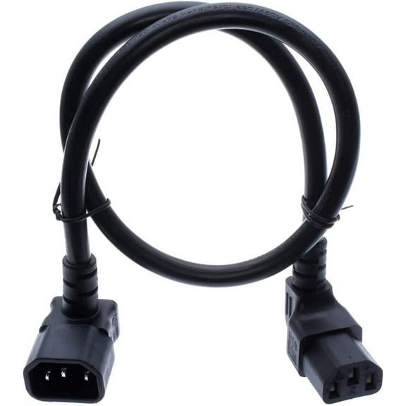 Toptekis IEC 320 90-Degree C14 3-Pin Male to 90-Degree C13 Female PDU Power Supply Extension Cord,90-Degree Up Angle C14 to 90-Degree Up Angle C13 Power Plug Converter Cable Cord (Up Angled 2ft/0.6m)