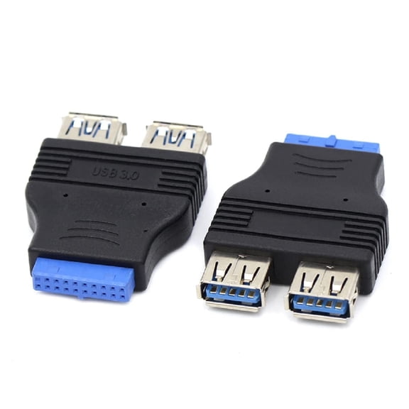 Toptekits (2-Pack) 2-Port USB 3.0 A Female to Motherboard 20 Pin Adapter,USB 3.0 Motherboard Splitter, Internal USB 3.0 Header Splitter Adapter