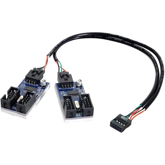 Toptekits (2-Pack) 9-Pin USB 2.0 Header 1-to-2/4 Female Extension Cable HUB Connector Motherboard Adapter Port Multilier(1-to-4 Cable)