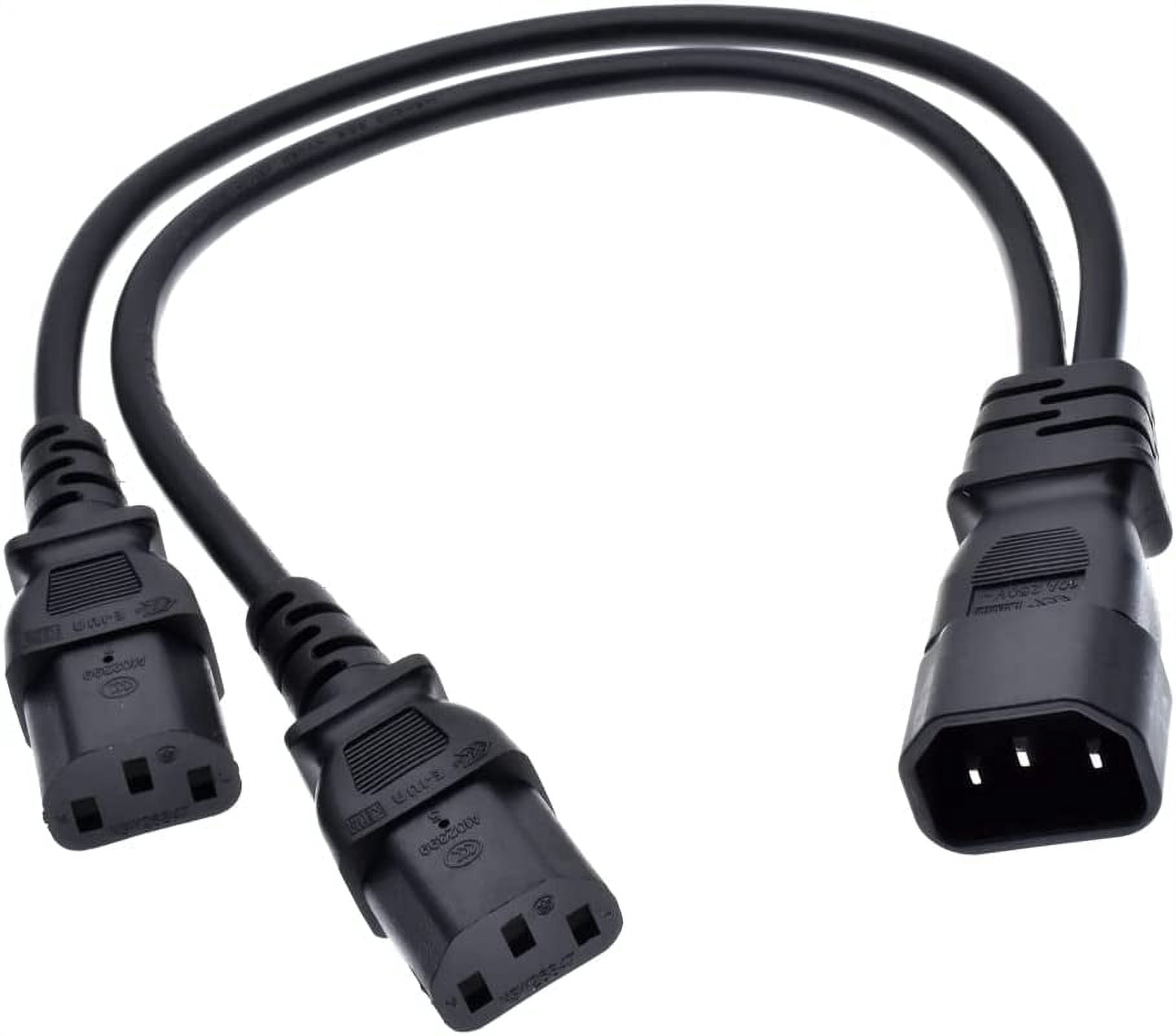 Toptekits C14 to 2X C13,C14 Splitter,(1ft/30cm) C14 Male to Dual C13 ...