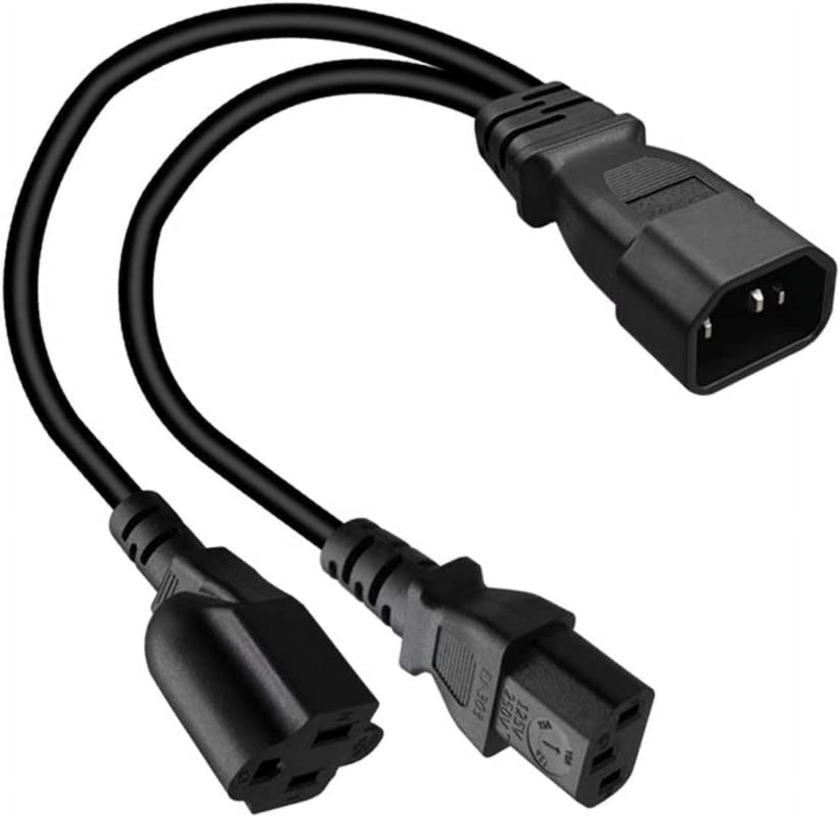 Toptekits C14 to C13+NEMA 5-15R Y Splitter Power Plug Cord,Single IEC ...