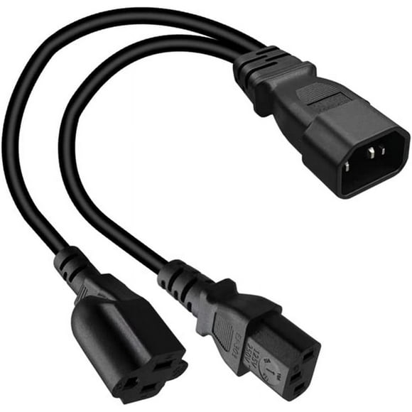 Toptekits C14 to C13+NEMA 5-15R Y Splitter Power Plug Cord,Single IEC 320 C14 Male to C13+Nema 5-15R Female Splitter Adapter Cable Cord (C14 to NEMA5-15R+C13)