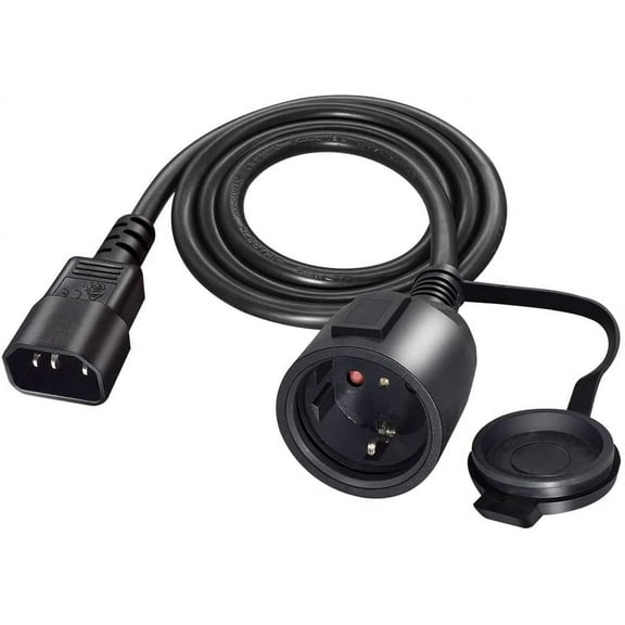 Toptekits C14 to Schuko Female Cord with Waterproof Cover,6ft/2m IEC320 C14 to CEE7/7 European Schuko Female Power Extension Cord, 17AWG, 10-16A, 250V (6ft/2m)
