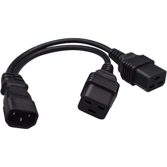 Toptekits C14 to 2XC19 Y Splitter Power Plug Cord,Single IEC 320 C14 Male to Dual C19 Female Splitter Adapter Cable Cord (C14 to 2XC19)