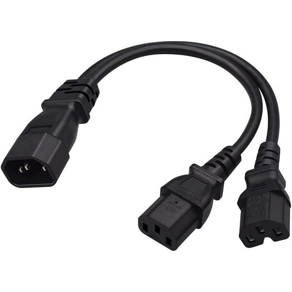 Toptekits C14 to C13+C15 Y Splitter Power Plug Cord,Single IEC 320 C14 Male to C13+C15 Female Splitter Adapter Cable Cord (C14 to C13+C15)