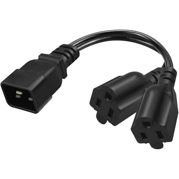 Toptekits C20 to 2 X NEMA 5-15R Y Splitter Power Plug Cord,Single IEC 320 C20 Male to Dual NEMA 5-15R Female Splitter Adapter Cable Cord (C20 to Dual 5-15R)
