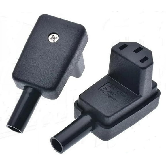 Toptekits IEC C13 90-Degree Angled Power Cord Connector,IEC 320 C13 90 Degree Male Plug Rewirable Power Connector 10A /250V(C13 90-Degree Angled)
