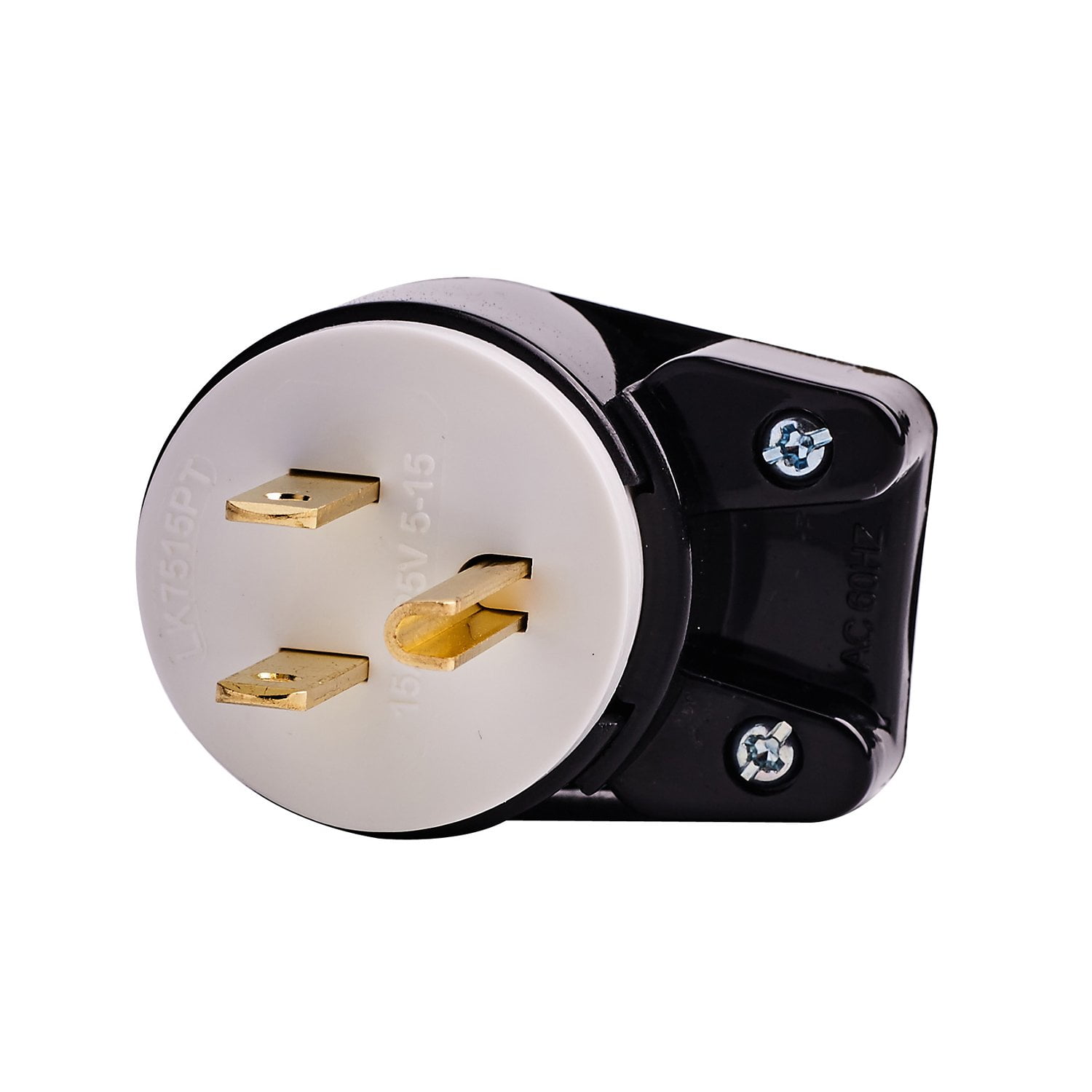 Toptekits NEMA 5-15P 90-Degree Angled Male Plug,Industrial Grade 15A 125V Right Angle Blade Angled Plug, 60Hz, 2-Pole, 3-Wire, Grounding Connector Cord Outlet Replacement, UL Listed (5-15P Angled)